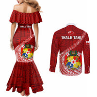 tonga-rugby-couples-matching-mermaid-dress-and-long-sleeve-button-shirts-tongan-ngatu-pattern-white-version