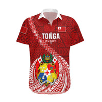 Tonga Rugby Hawaiian Shirt Tongan Ngatu Pattern White Version - Wonder Print Shop