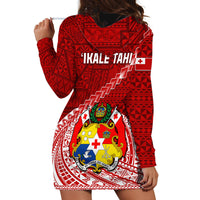 Tonga Rugby Hoodie Dress Tongan Ngatu Pattern White Version - Wonder Print Shop