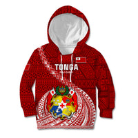 Tonga Rugby Kid Hoodie Tongan Ngatu Pattern White Version - Wonder Print Shop