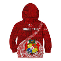 Tonga Rugby Kid Hoodie Tongan Ngatu Pattern White Version - Wonder Print Shop
