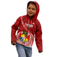Tonga Rugby Kid Hoodie Tongan Ngatu Pattern White Version - Wonder Print Shop