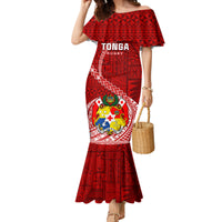Tonga Rugby Mermaid Dress Tongan Ngatu Pattern White Version - Wonder Print Shop