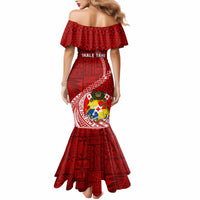 Tonga Rugby Mermaid Dress Tongan Ngatu Pattern White Version - Wonder Print Shop