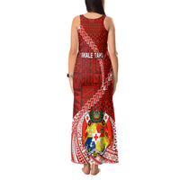 Tonga Rugby Tank Maxi Dress Tongan Ngatu Pattern White Version - Wonder Print Shop