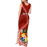 Tonga Rugby Tank Maxi Dress Tongan Ngatu Pattern White Version - Wonder Print Shop