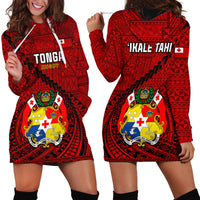 Tonga Rugby Hoodie Dress Tongan Ngatu Pattern Black Version - Wonder Print Shop