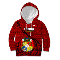 Tonga Rugby Kid Hoodie Tongan Ngatu Pattern Black Version - Wonder Print Shop