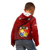 Tonga Rugby Kid Hoodie Tongan Ngatu Pattern Black Version - Wonder Print Shop