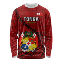 Tonga Rugby Long Sleeve Shirt Tongan Ngatu Pattern Black Version LT01