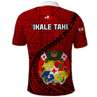 Tonga Rugby Polo Shirt Tongan Ngatu Pattern Black Version - Wonder Print Shop