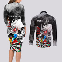 Personalised Skull Darts Couples Matching Long Sleeve Bodycon Dress and Long Sleeve Button Shirts See You Next Game - Wonder Print Shop