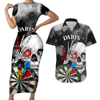 Personalised Skull Darts Couples Matching Short Sleeve Bodycon Dress and Hawaiian Shirt See You Next Game - Wonder Print Shop