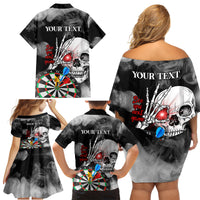 Personalised Skull Darts Family Matching Off Shoulder Short Dress and Hawaiian Shirt See You Next Game - Wonder Print Shop