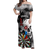 Personalised Skull Darts Off Shoulder Maxi Dress See You Next Game - Wonder Print Shop