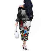 Personalised Skull Darts Off The Shoulder Long Sleeve Dress See You Next Game - Wonder Print Shop