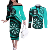 personalised-darts-couples-matching-off-the-shoulder-long-sleeve-dress-and-long-sleeve-button-shirts-turquoise-abstract-light
