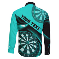 Personalised Darts Family Matching Long Sleeve Bodycon Dress and Hawaiian Shirt Turquoise Abstract Light - Wonder Print Shop