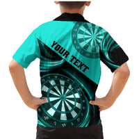 Personalised Darts Family Matching Mermaid Dress and Hawaiian Shirt Turquoise Abstract Light - Wonder Print Shop