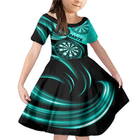 Personalised Darts Family Matching Mermaid Dress and Hawaiian Shirt Turquoise Abstract Light - Wonder Print Shop