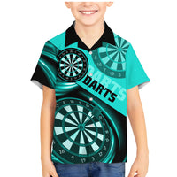 Personalised Darts Family Matching Mermaid Dress and Hawaiian Shirt Turquoise Abstract Light - Wonder Print Shop