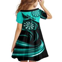 Personalised Darts Family Matching Puletasi Dress and Hawaiian Shirt Turquoise Abstract Light - Wonder Print Shop