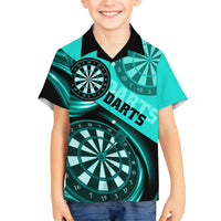 Personalised Darts Family Matching Summer Maxi Dress and Hawaiian Shirt Turquoise Abstract Light - Wonder Print Shop