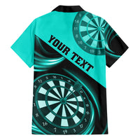 Personalised Darts Family Matching Tank Maxi Dress and Hawaiian Shirt Turquoise Abstract Light - Wonder Print Shop