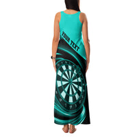 Personalised Darts Family Matching Tank Maxi Dress and Hawaiian Shirt Turquoise Abstract Light - Wonder Print Shop