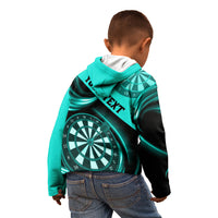 Personalised Darts Kid Hoodie Turquoise Abstract Light - Wonder Print Shop