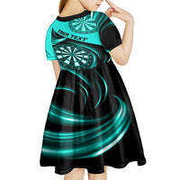 Personalised Darts Kid Short Sleeve Dress Turquoise Abstract Light - Wonder Print Shop