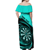 Personalised Darts Off Shoulder Maxi Dress Turquoise Abstract Light - Wonder Print Shop