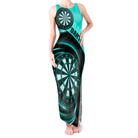 Personalised Darts Tank Maxi Dress Turquoise Abstract Light - Wonder Print Shop