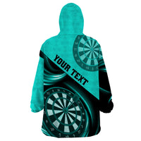 Personalised Darts Wearable Blanket Hoodie Turquoise Abstract Light - Wonder Print Shop