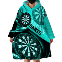 Personalised Darts Wearable Blanket Hoodie Turquoise Abstract Light - Wonder Print Shop