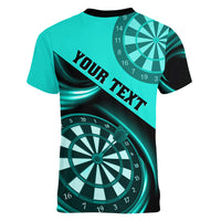 Personalised Darts Women V Neck T Shirt Turquoise Abstract Light - Wonder Print Shop