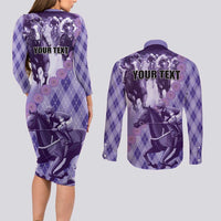 Personalized Breeders Horse Racing Couples Matching Long Sleeve Bodycon Dress and Long Sleeve Button Shirt World Horse Racing Championships - Wonder Print Shop