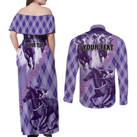 Personalized Breeders Horse Racing Couples Matching Off Shoulder Maxi Dress and Long Sleeve Button Shirt World Horse Racing Championships - Wonder Print Shop