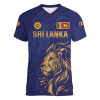 Custom Sri Lanka Cricket Women V-Neck T-Shirt The Lions Go Champions - Wonder Print Shop