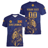 Custom Sri Lanka Cricket Women V-Neck T-Shirt The Lions Go Champions - Wonder Print Shop