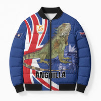 Personalized Anguilla Lizard Tropical Bomber Puffer Jacket - Wonder Print Shop