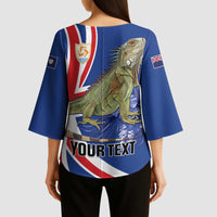 Personalized Anguilla Lizard Tropical Kimono Sleeve Blouse - Wonder Print Shop