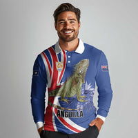 Personalized Anguilla Lizard Tropical Long Sleeve Polo Shirt - Wonder Print Shop