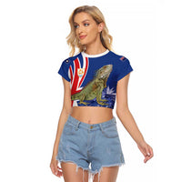 Personalized Anguilla Lizard Tropical Raglan Cropped T Shirt - Wonder Print Shop