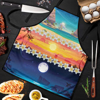 Hawaii Beach Landscape Time-Lapse Apron Tropical Plumeria Flowers - Wonder Print Shop