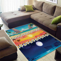 Hawaii Beach Landscape Time-Lapse Area Rug Tropical Plumeria Flowers - Wonder Print Shop