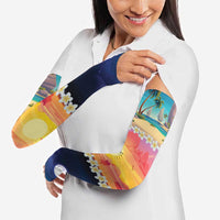 Hawaii Beach Landscape Time-Lapse Arm Sleeves Tropical Plumeria Flowers - Wonder Print Shop