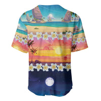 Hawaii Beach Landscape Time-Lapse Baseball Jersey Tropical Plumeria Flowers - Wonder Print Shop