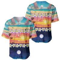 Hawaii Beach Landscape Time-Lapse Baseball Jersey Tropical Plumeria Flowers - Wonder Print Shop