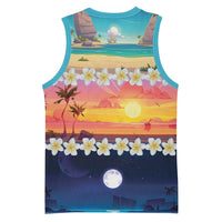 Hawaii Beach Landscape Time-Lapse Basketball Jersey Tropical Plumeria Flowers - Wonder Print Shop
